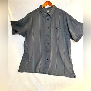 Mens XXL Haggar Black & White Pinstripe Button Down Shirt